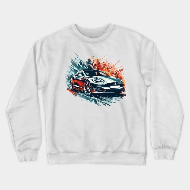 Tesla Model S Crewneck Sweatshirt by Vehicles-Art